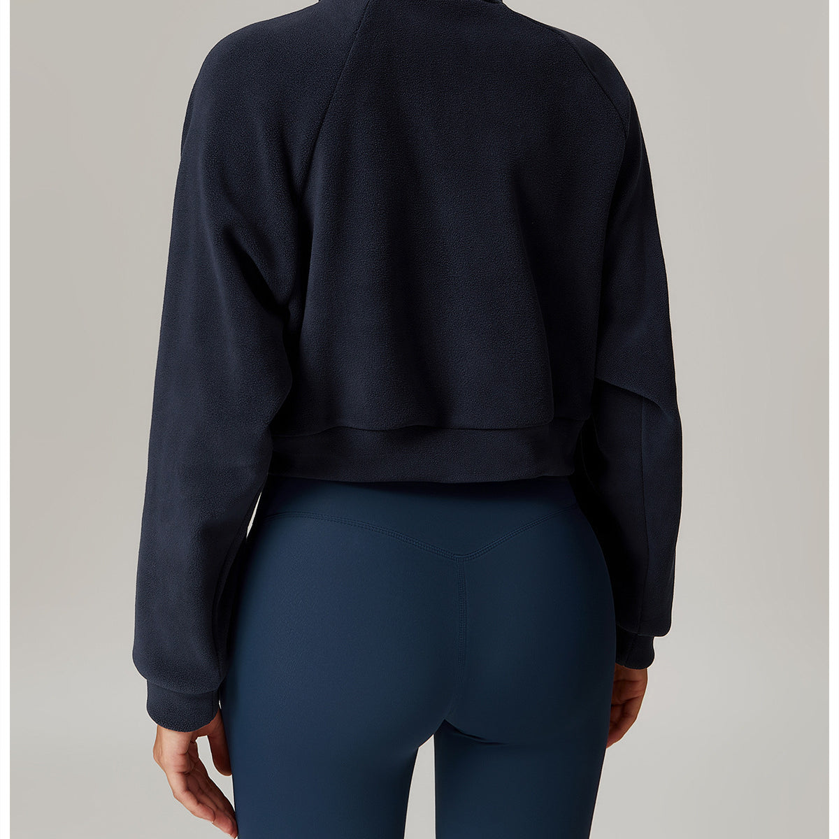 Cropped black sweatshirt back view of Running Windproof Velvet Fitness Coat by Langry