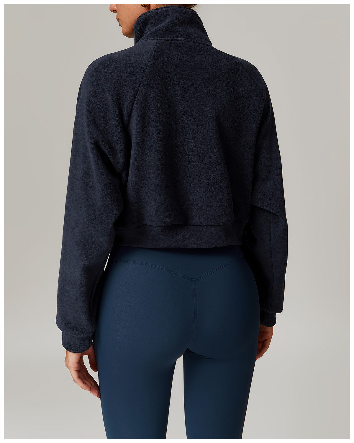 Cropped black sweatshirt back view of Running Windproof Velvet Fitness Coat by Langry