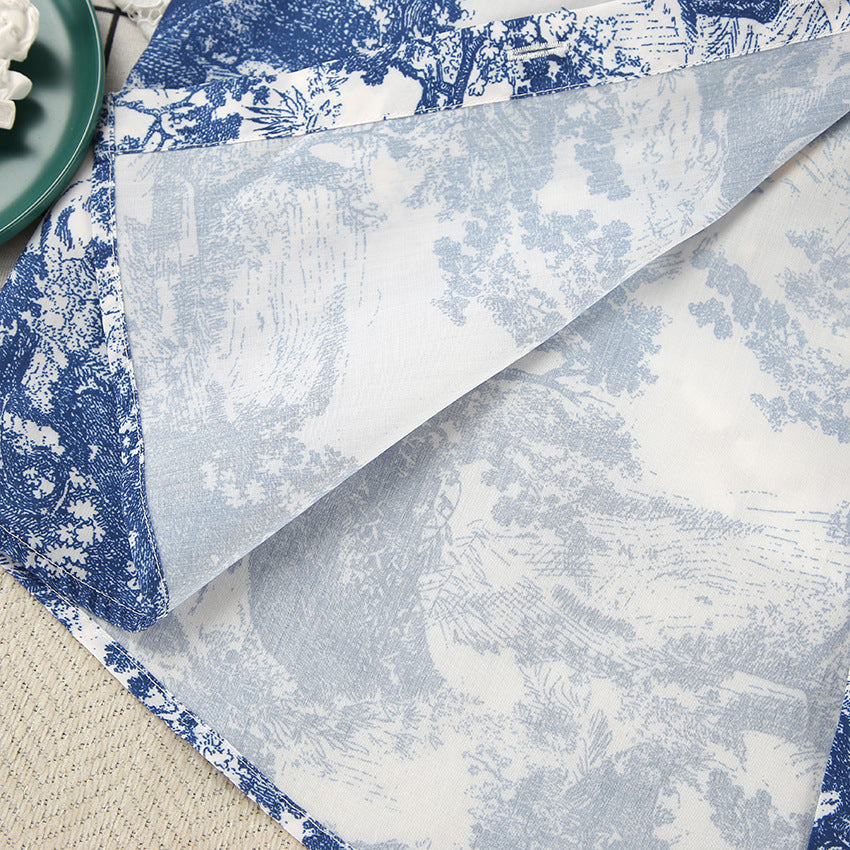 Blue and white toile de Jouy patterned fabric for stylish home wear and fashion