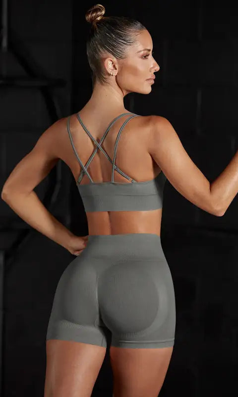 Seamless Beauty Back Bra Vest Shorts Peach Hip Yoga Clothes Sports Running Fitness Pants