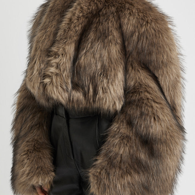Brown fur jacket from Fur Short Coat, a stylish langry fashion ملابس piece