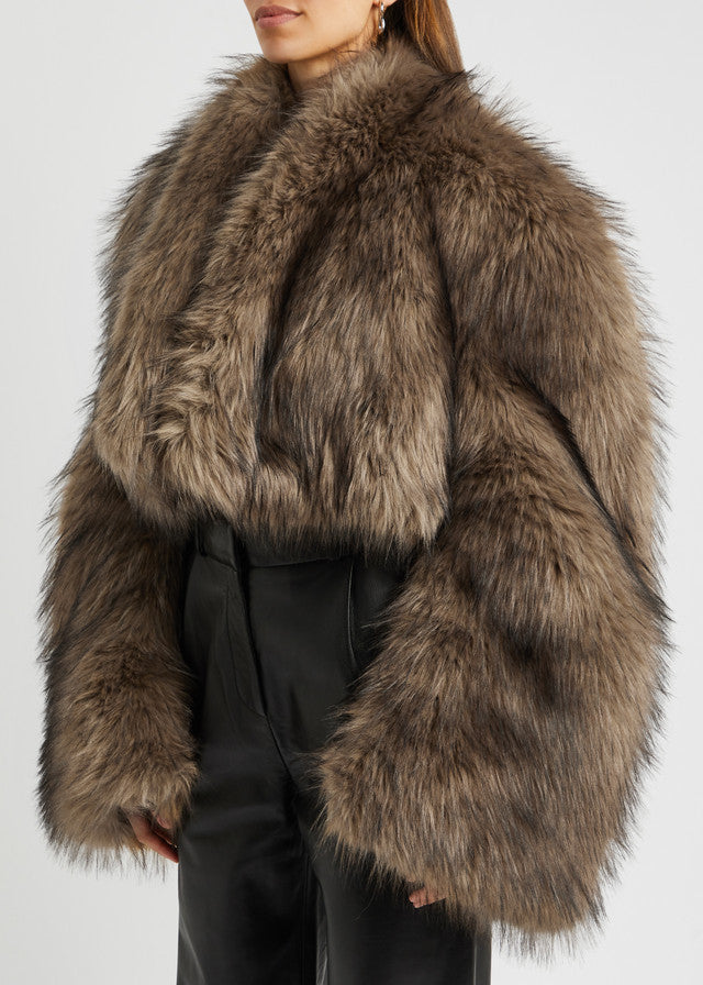 Brown fur jacket from Fur Short Coat, a stylish langry fashion ملابس piece
