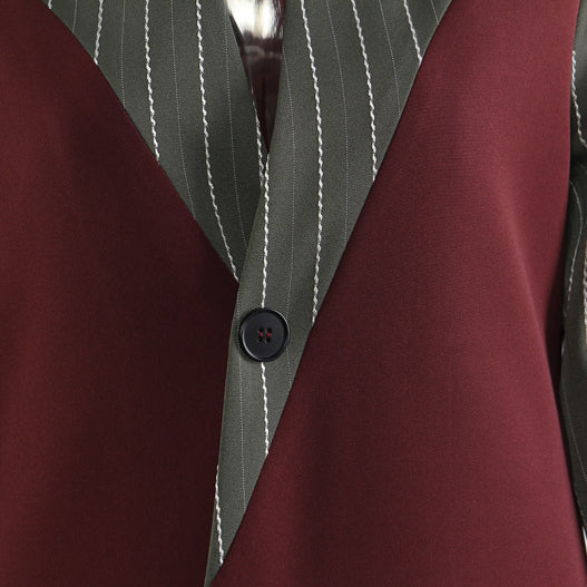 Cozy Red Striped Long Trench Coat