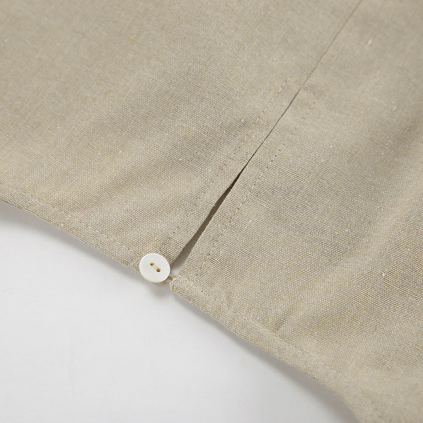 Summer Cotton Linen Sleeveless Maxi Dress Pajamas Two Piece Set Loose Casual Ladies Homewear