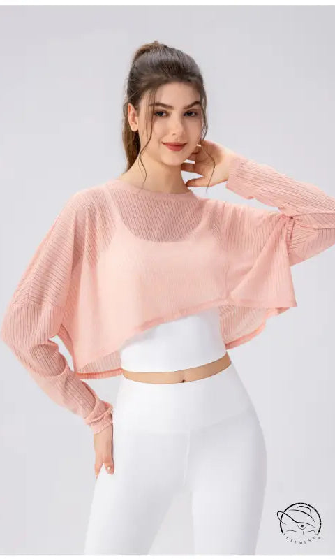 Women Yoga Blouse Long Sleeve Lightweight Breathable Workout Top Loose Outdoor Running Casual Sports