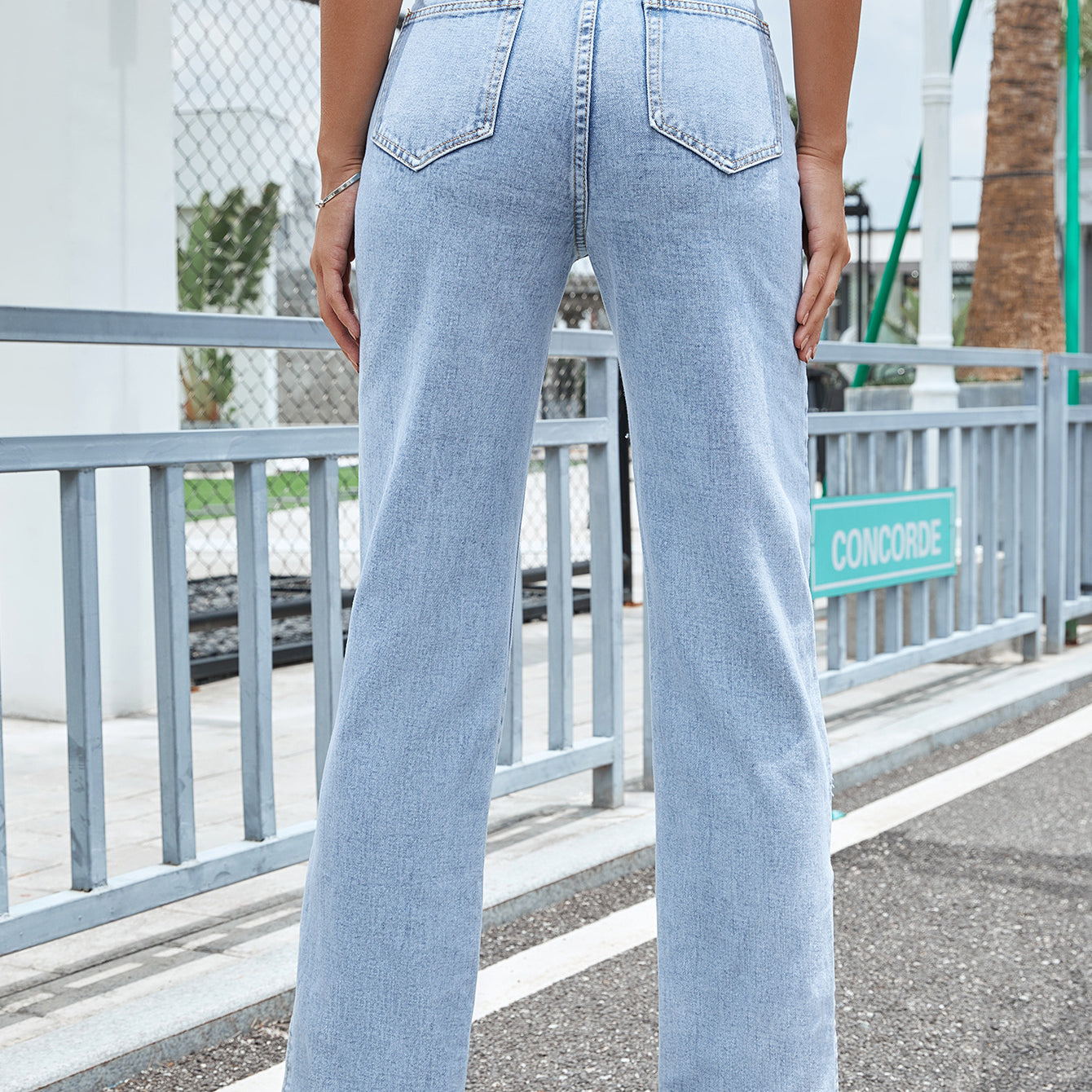 Fashionable Denim Trousers Wide Leg Straight Loose