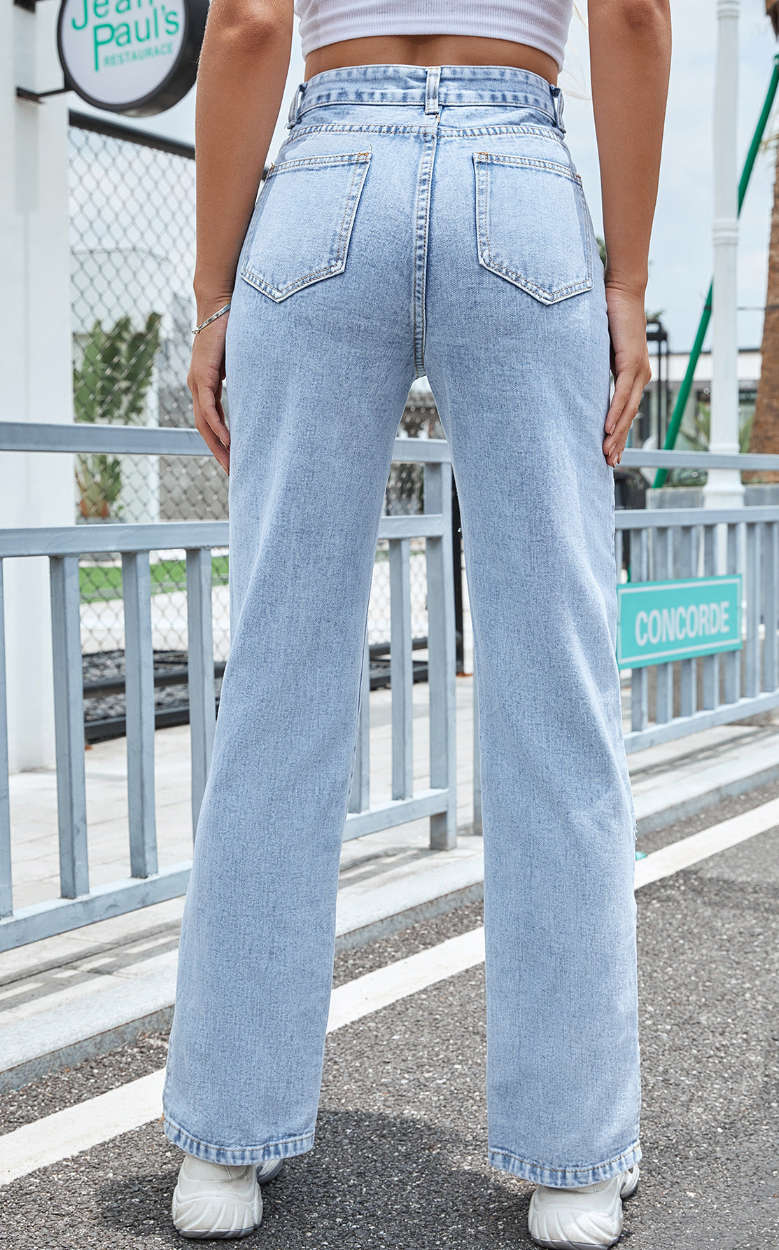 Fashionable Denim Trousers Wide Leg Straight Loose