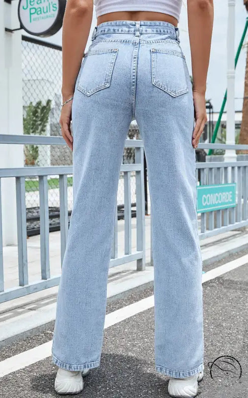 Fashionable Denim Trousers Wide Leg Straight Loose