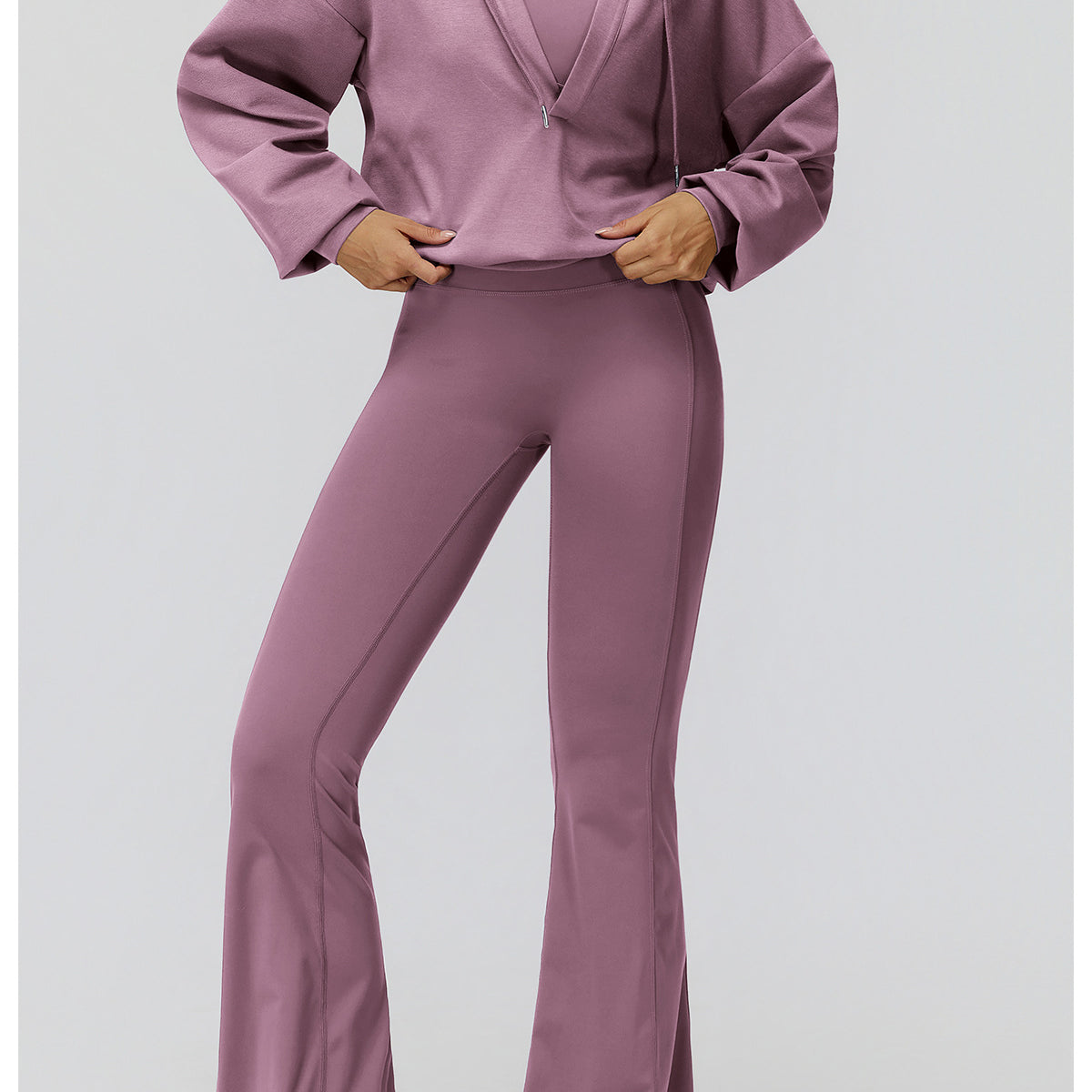 Langry fashion lavender flared pants with hooded sweatshirt set