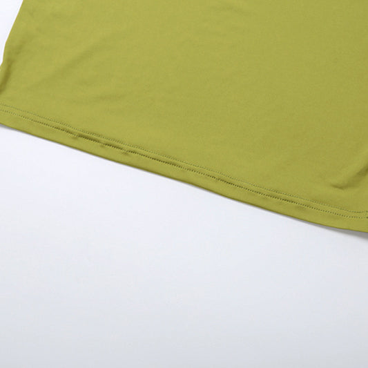 Green fabric garment in a sexy pleated slim hip dress with elegant design