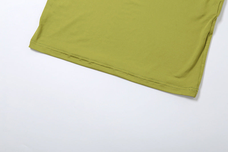 Green fabric garment in a sexy pleated slim hip dress with elegant design