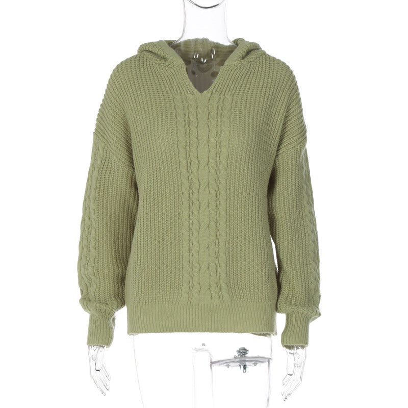 Green knitted hooded sweater showcasing casual fashion in Langly for stylish ملابس wear