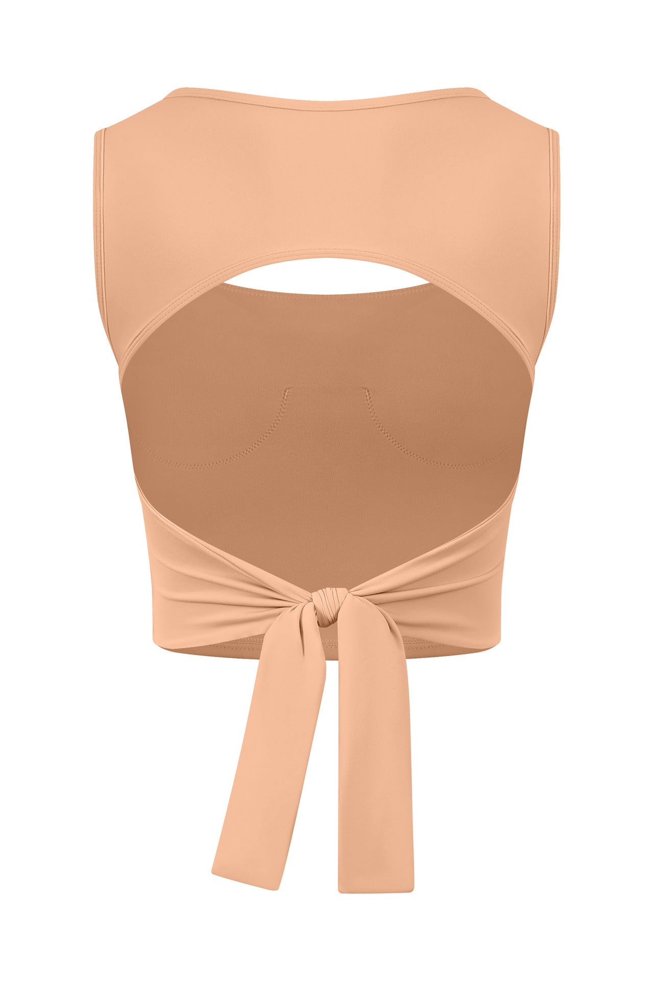 Peach adjustable shockproof outdoor running bra with back tie and cutout