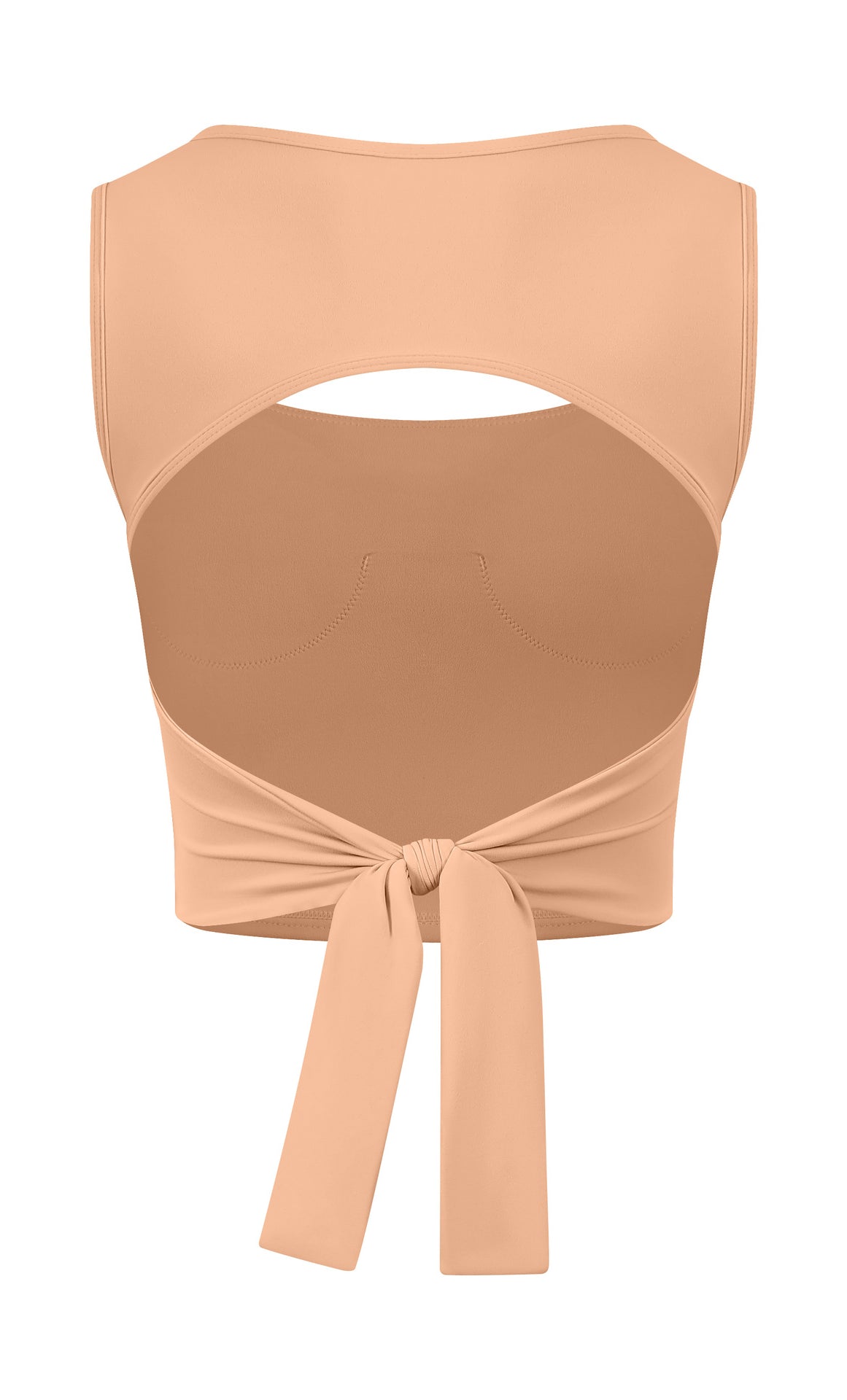 Peach adjustable shockproof outdoor running bra with back tie and cutout