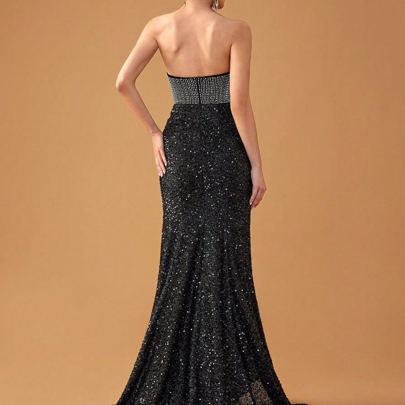 Strapless black sequined gown featured in Enchanting Evening Dress for elegant fashion