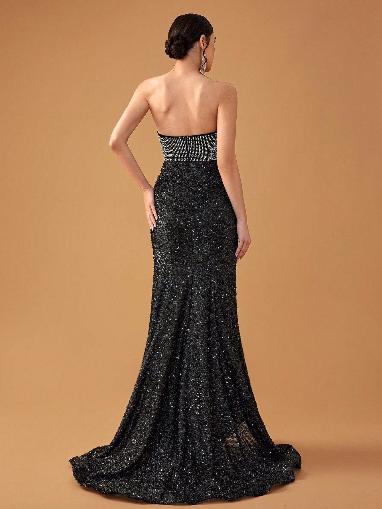 Strapless black sequined gown featured in Enchanting Evening Dress for elegant fashion