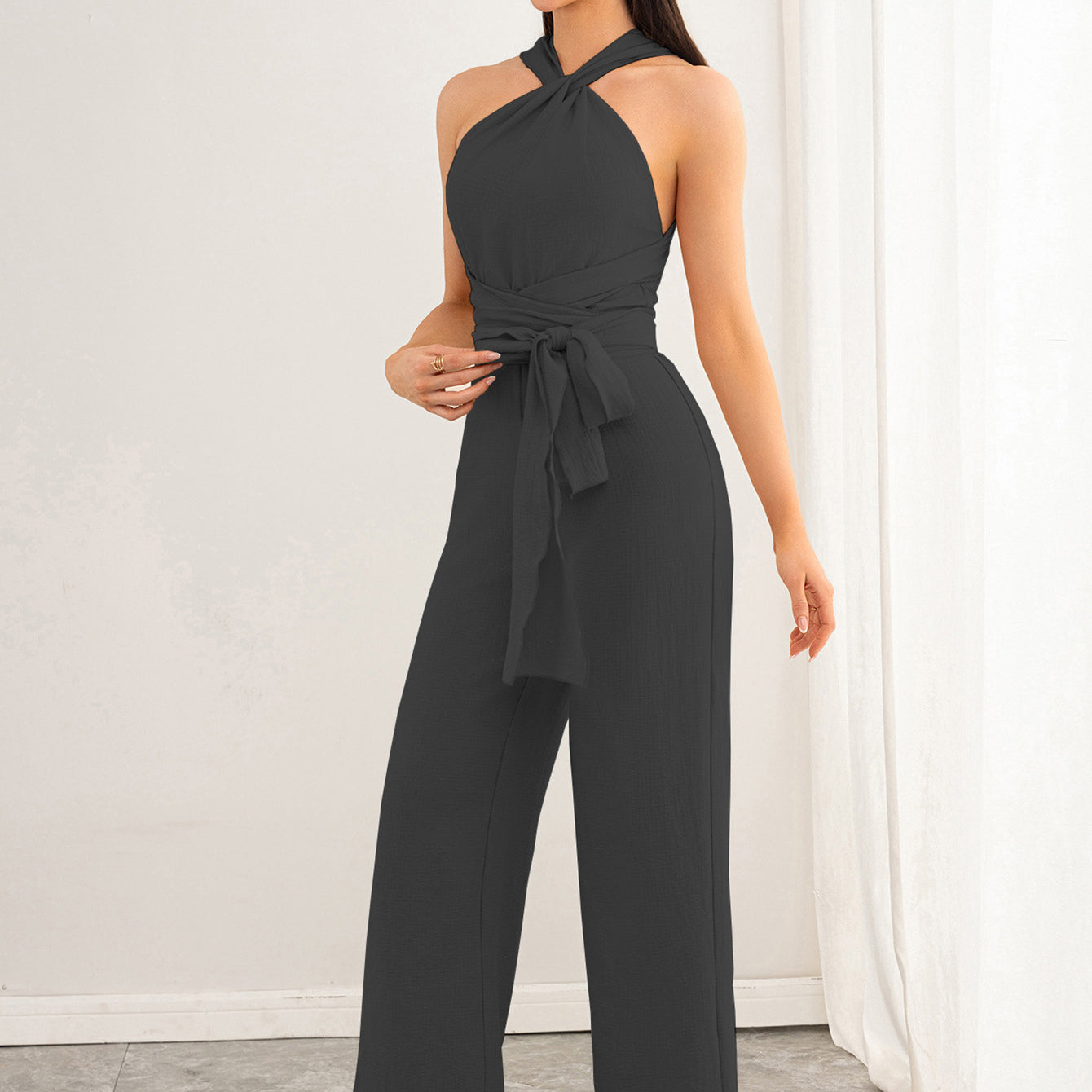 Elegant Backless Straight Jumpsuit