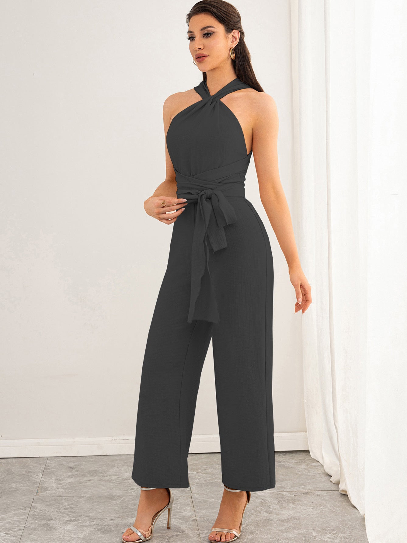 Elegant Backless Straight Jumpsuit