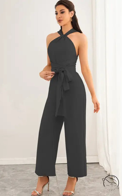 Elegant Backless Straight Jumpsuit