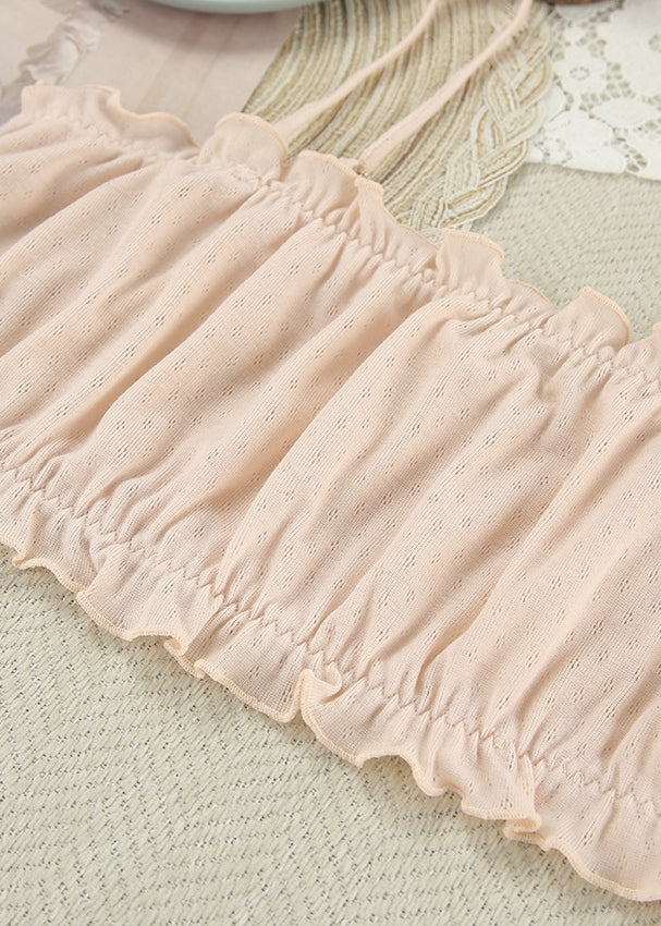 Delicate blush pink cropped top in Langry fashion ملابس nightgown set