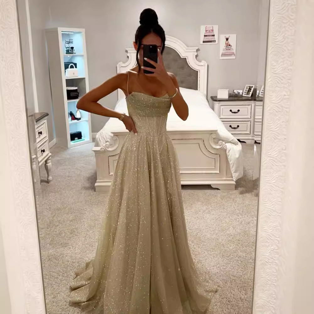 Sparkly Gilding Sling Large Swing Dress showcasing elegant fashion and luxurious ملابس