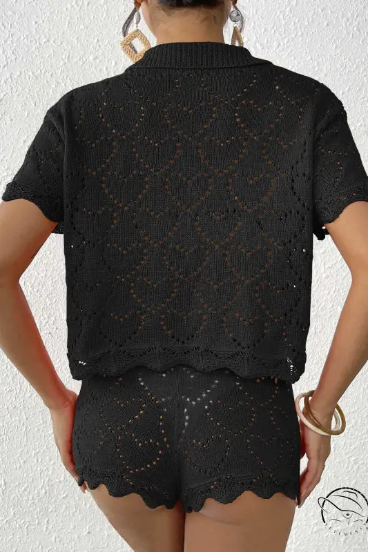 Black crochet knit shorts from beautiful beach sets
