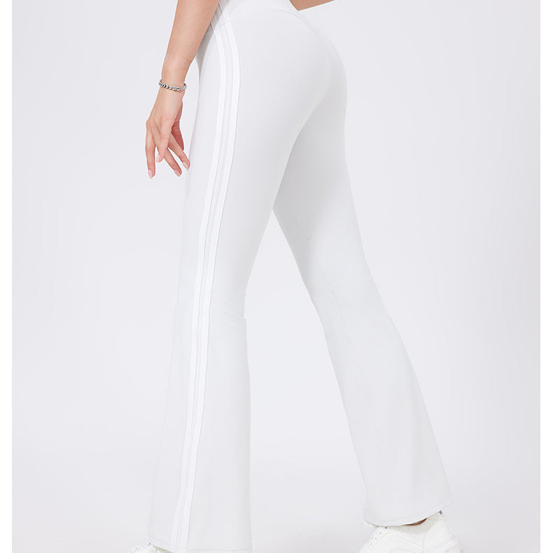 High Waist Yoga Pants Running Sports Peach Hip Raise Fitness Nude Feel Stretch Flared