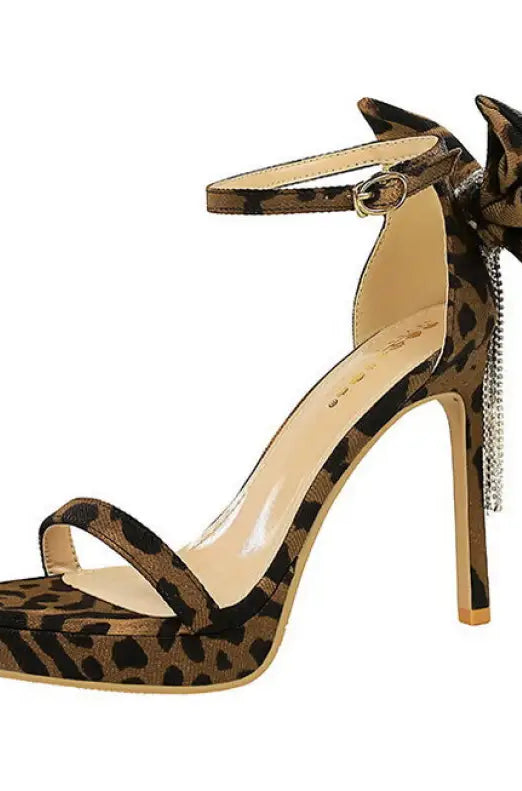 Cocktail Open Toe Platform Rhinestone Back Bowknot High Heel