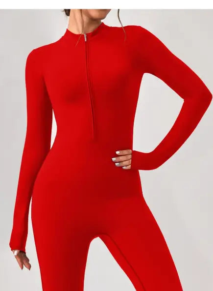 Bright red long-sleeved Comfy One Piece Sportswear jumpsuit