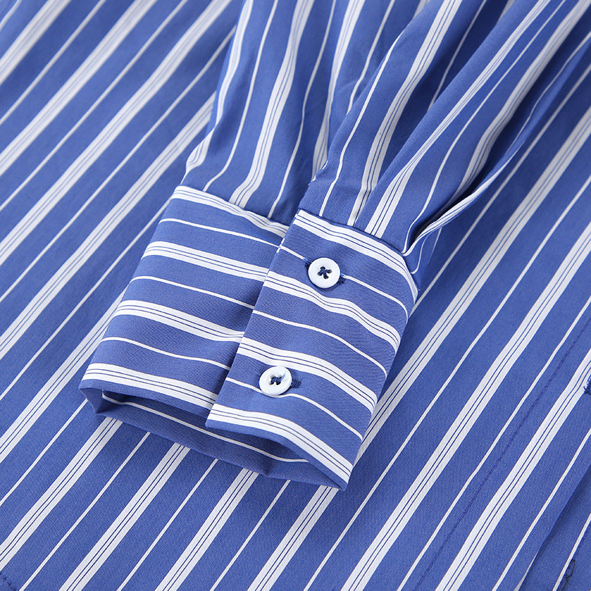 Blue and white striped shirt sleeve from Spring Summer Pajamas Suit for fashionable ملابس