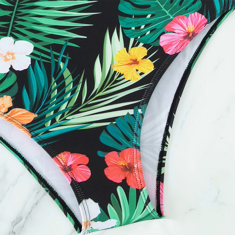 Slimming Printed Conservative one Piece Swimsuit Women Beach Bikini Spring