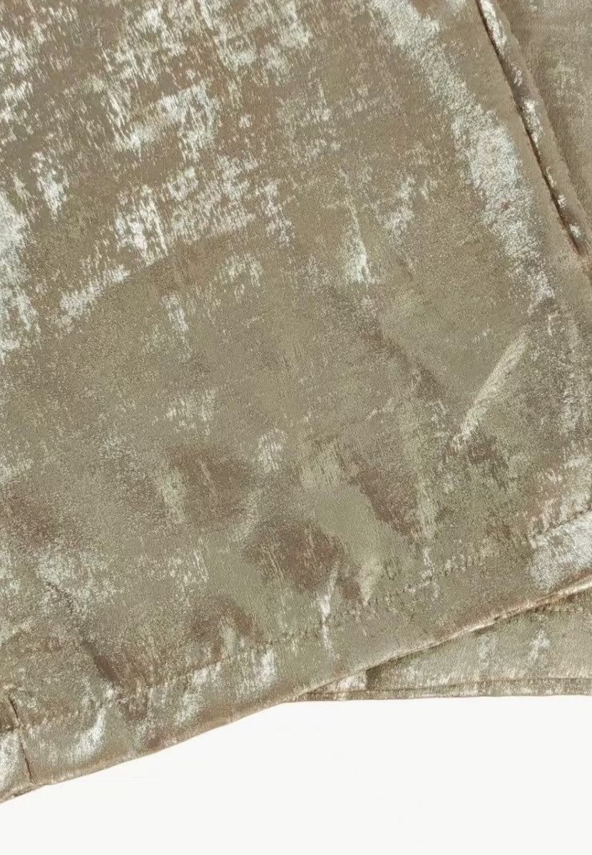 Langry fashion ملابس: gold silver shimmer blanket on high waist jumpsuit