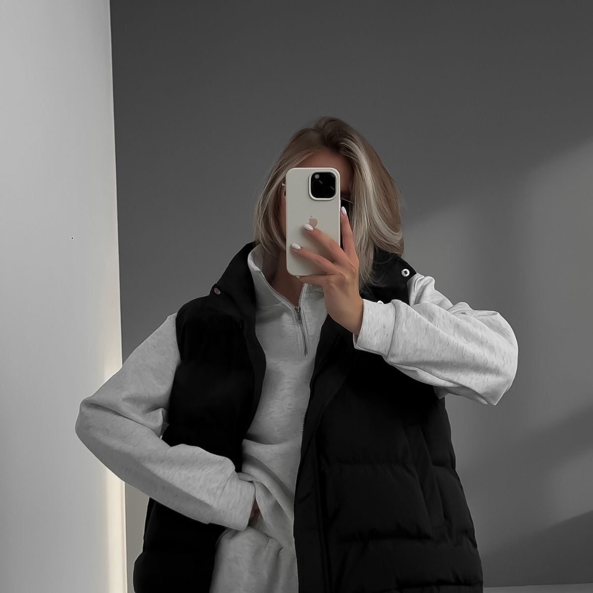 Black puffer vest featured in Autumn Winter Fleece Lined Sweater for women’s fashion