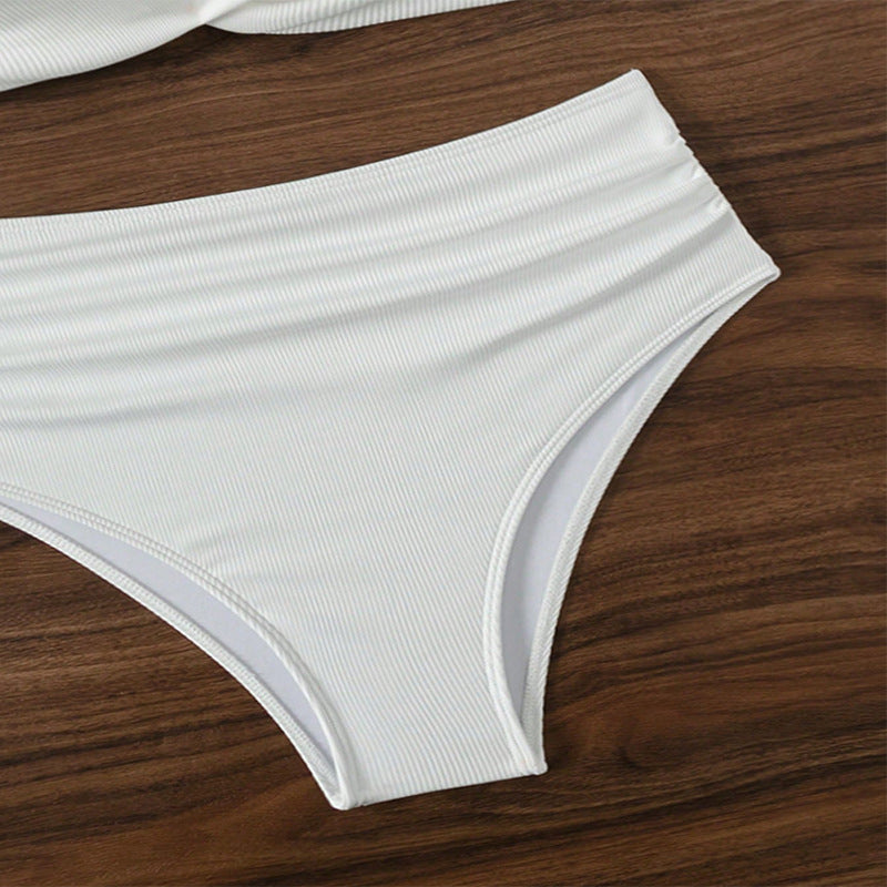 Solid Color Bikini Split Swimsuit Women Beach Spring