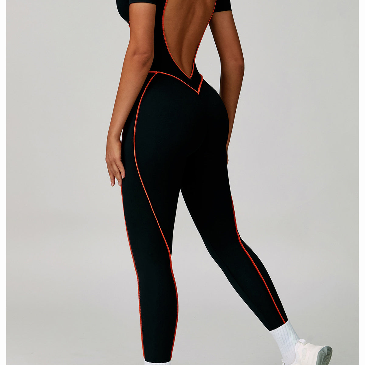 Black and red langry Beauty Back Tight Jumpsuit for yoga exercise