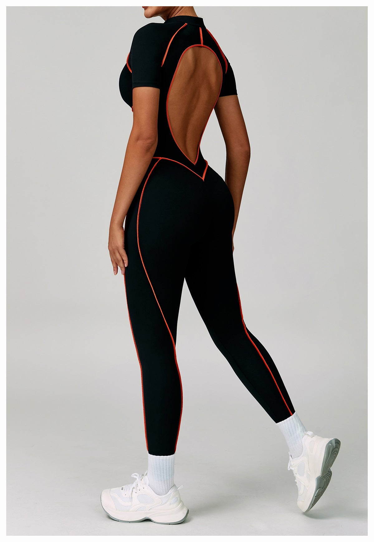 Black and red langry Beauty Back Tight Jumpsuit for yoga exercise