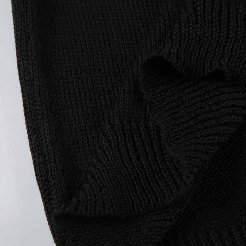 Black knitted fabric for Winter Loose Pullover Sweater, perfect for langry fashion and ملابس