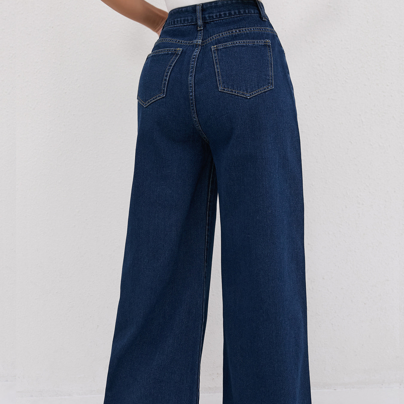 Dark Blue Wide Leg Mopping Jeans