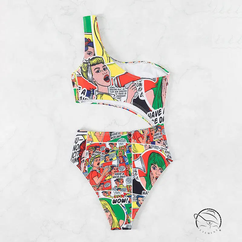 Swimsuit Women one Shoulder Cropped Beach Bikini Spring