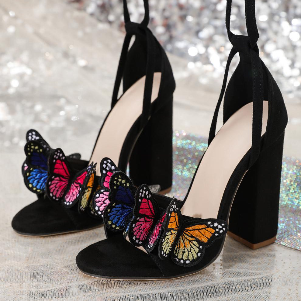Embroidered Three Dimensional High Heels