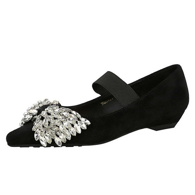 Langry black velvet Mary Jane flat with rhinestone ankle strap fashion shoe