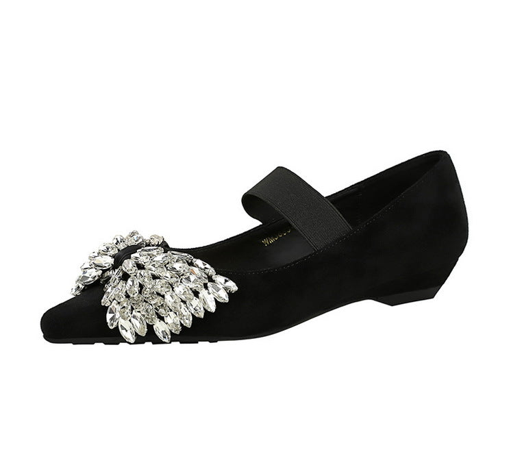 Langry black velvet Mary Jane flat with rhinestone ankle strap fashion shoe