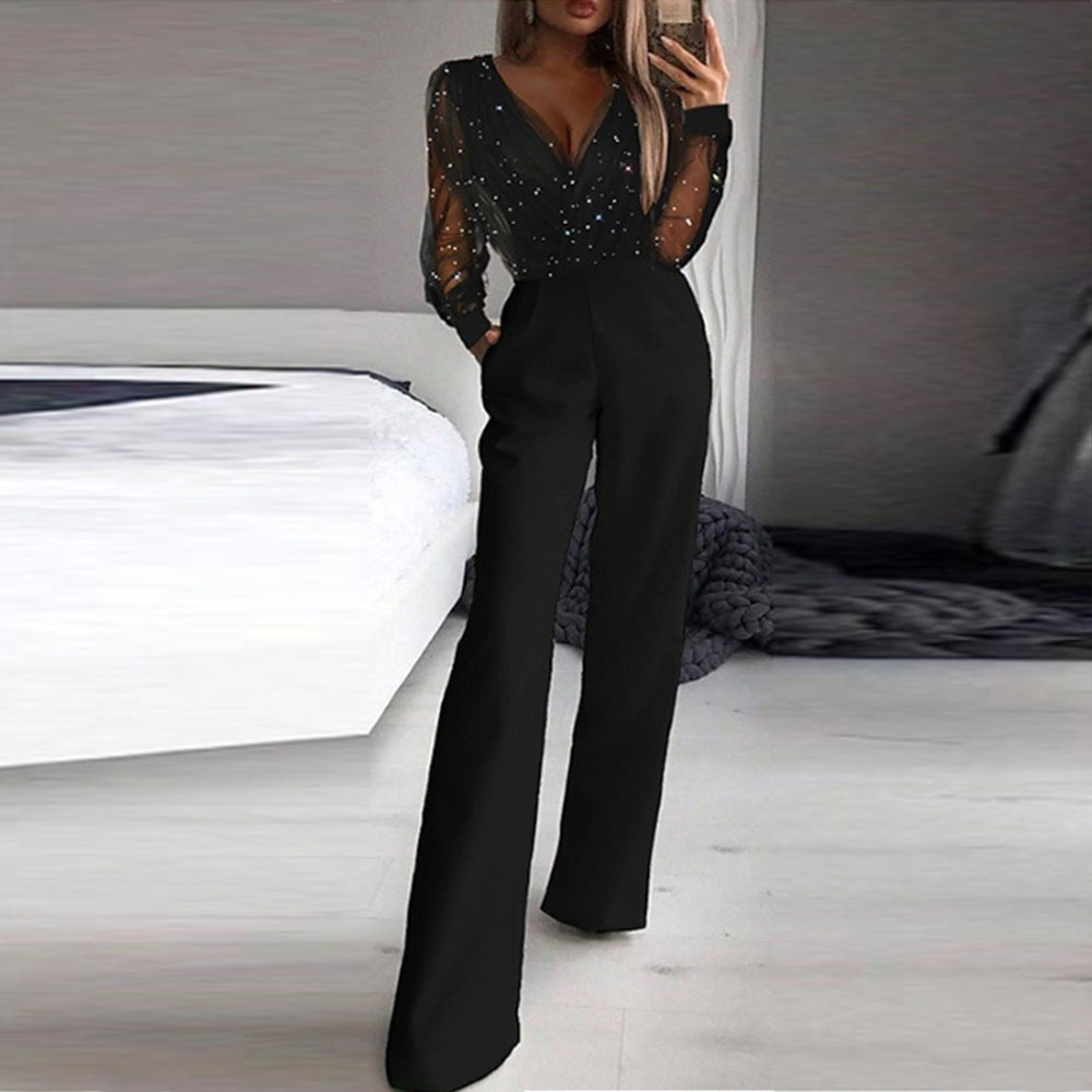 Elegant black jumpsuit from Winter Low Cut Slim Fit Elegant Jumpsuit collection showcasing modern fashion style