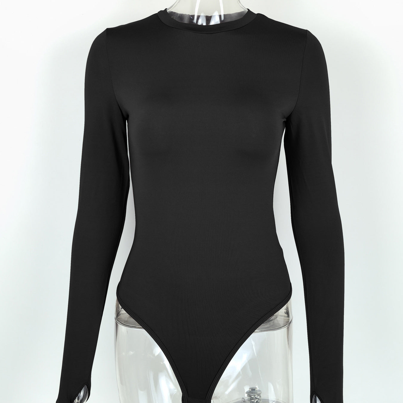 Black Langry autumn winter long-sleeved fashion bodysuit in sleek fabric