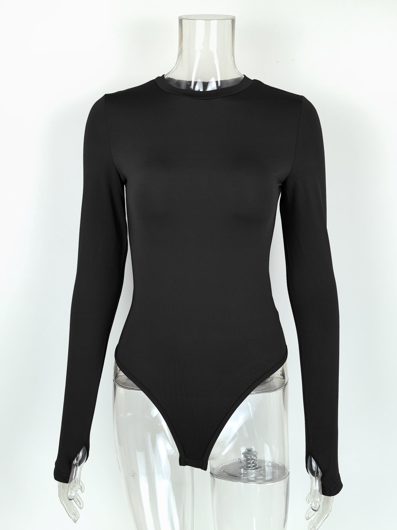 Black Langry autumn winter long-sleeved fashion bodysuit in sleek fabric