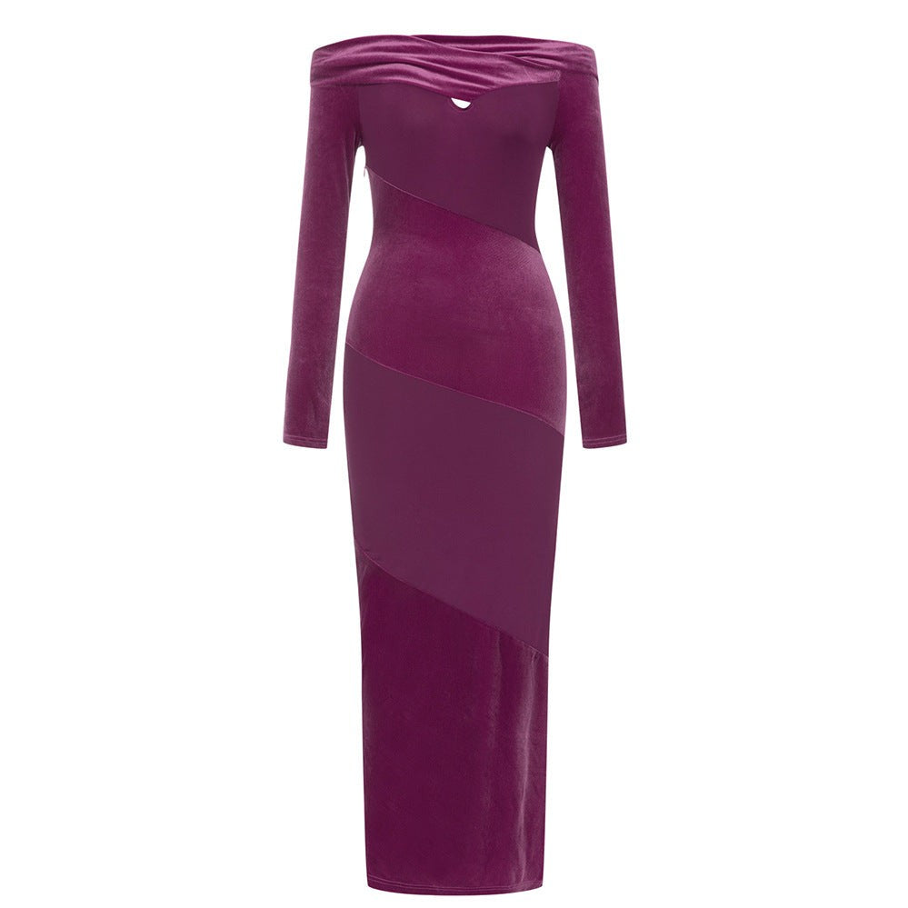 PLEATED VELVET MESH STITCHING DRESS-VETEMENTS