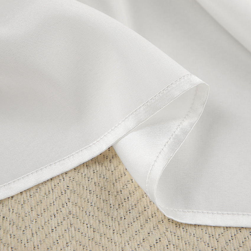 White fabric with hemmed edge from Summer Satin Light Luxury Home Wear for women