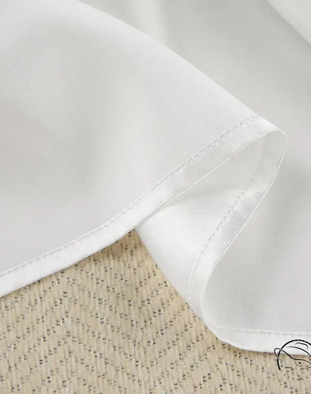 White hemmed satin fabric in luxurious summer home wear nightgown set