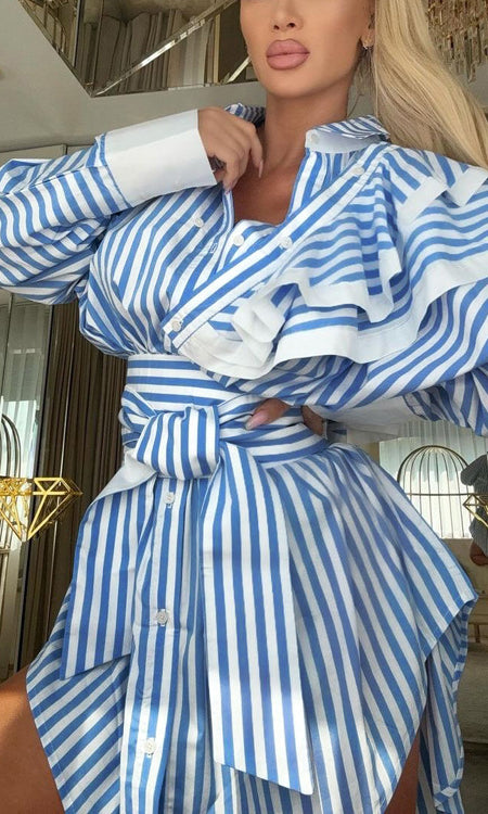 Blue and white striped shirt dress from Langry, perfect for stylish casual wear