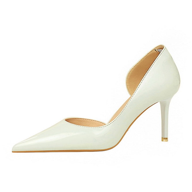 Shiny Patent Leather Side Hollow out High Heels